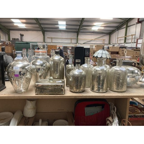 413 - 11 mirrored flower vases/ bottles etc (new, ex-display stock)