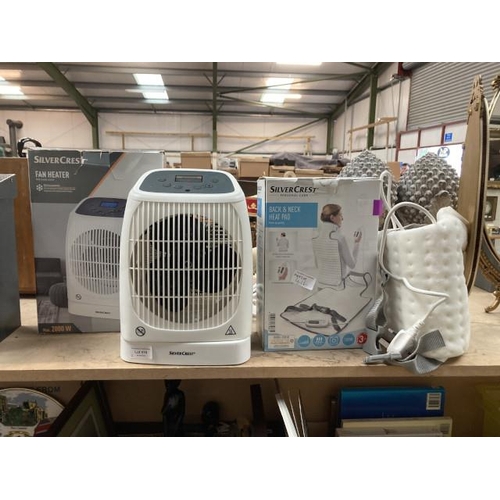 416 - Silver Crest boxed fan heater 2000C1 & a Silver Crest boxed back and neck heat pad 339330 1910