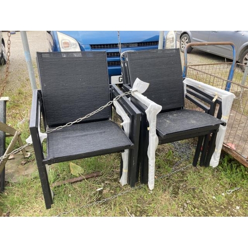 487 - 8 black garden chairs 63W