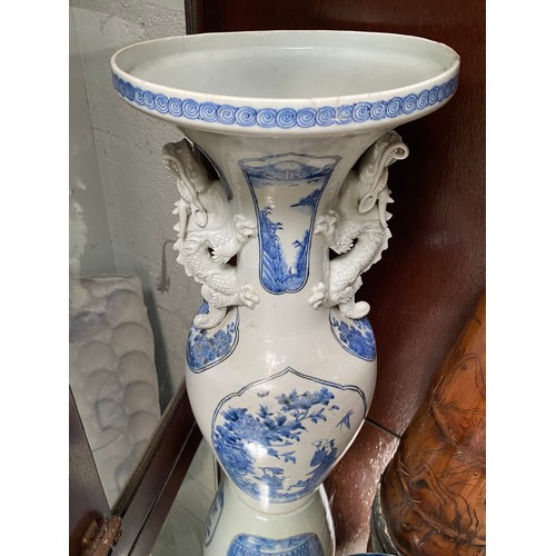 362 - 2 shelves of oriental ceramics inc. Japanese vase, blue & white Chinese plates etc. (some pieces rep... 