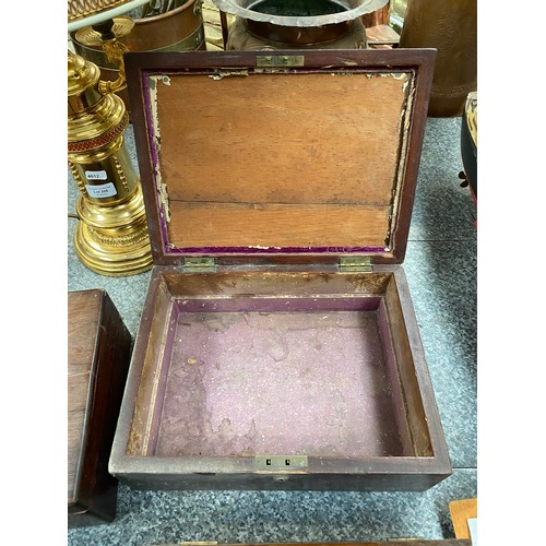 207 - 4 antique jewellery boxes inc. walnut, marquetry, pearl engraved 