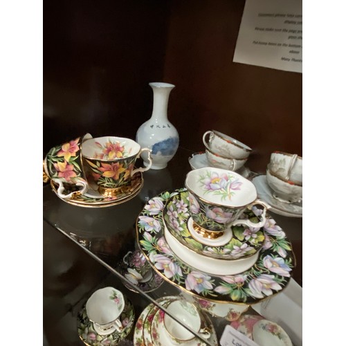 359 - 3 shelves of mainly Royal Albert cups & saucers inc. 8 pieces of 