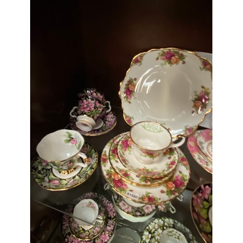 359 - 3 shelves of mainly Royal Albert cups & saucers inc. 8 pieces of 