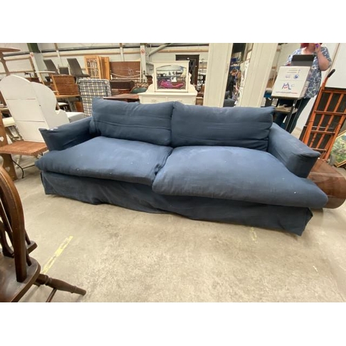 131 - Barker & Stonehouse blue upholstered settee 235W