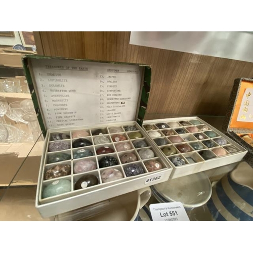 551 - 2 boxes of specimen gemstones (2 missing)