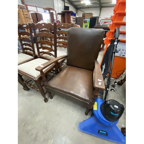 93 - Edwardian oak reading chair 63W