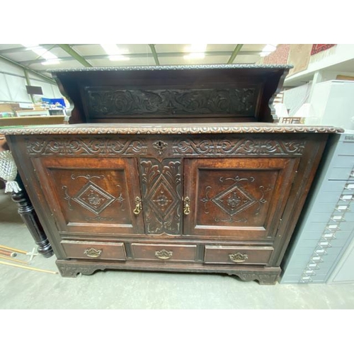 98 - Victorian carved oak sideboard 120H 135W 56D