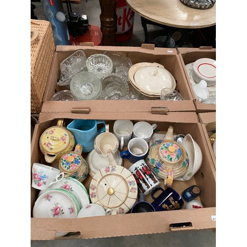 529 - 8 boxes etc of collectables incl. pinic hamper, Shelley, Royal Worcester Oliver Twist tankard, Minto... 