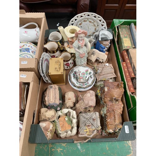 529 - 8 boxes etc of collectables incl. pinic hamper, Shelley, Royal Worcester Oliver Twist tankard, Minto... 