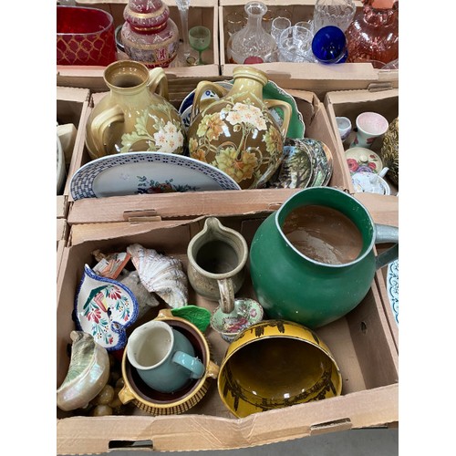 522 - 12 boxes of collectables incl Sylvac, Wedgewood Jasper ware, Coalport Country Village display plates... 