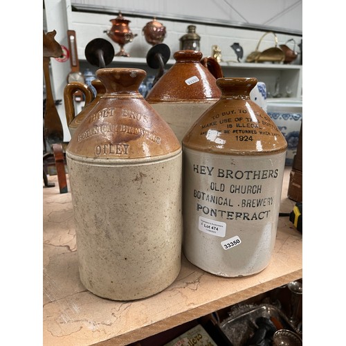 474 - 4 salt glazed stone ware jugs