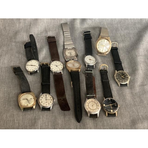 318 - 11 vintage gents mechanical watches inc. Mortima, Lonstar, Ingersoll Ltd, Aroxana, Roxedo etc. (unte... 