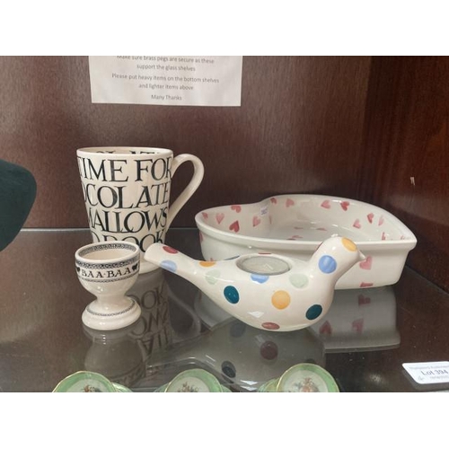 394 - Emma Bridgwater cocoa mug, egg cup, dove bird and oven dish