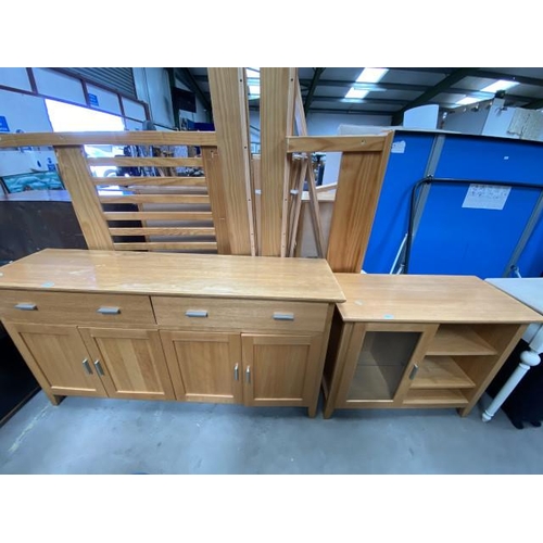 89 - 2 oak Morris Furniture sideboards 88H 165W 43D & 79H 94W 43D