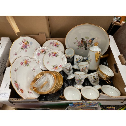 468 - 2 boxes of assorted china including blue and white, meat platters, Ironstone etc