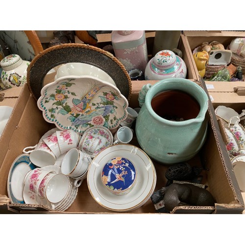 471 - 11 boxes of collectables including tea wares, jugs, glasses, decanters, treen etc