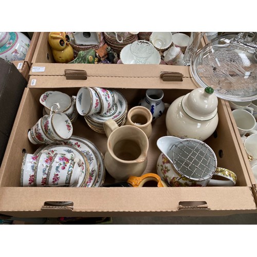 471 - 11 boxes of collectables including tea wares, jugs, glasses, decanters, treen etc