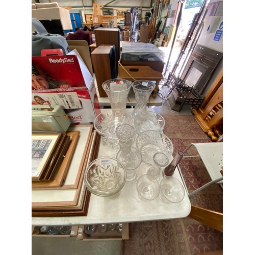 487 - Cut glass vases and fruit bowls including Stuart Crystal, boxed Ready Bed, Roberts radio (no power l... 