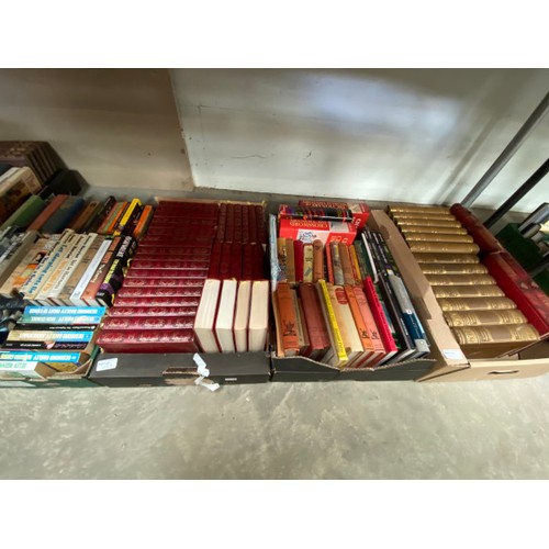 493 - 11 good boxes of books including Dennis Wheatley, collection of James Herriot, International Univers... 