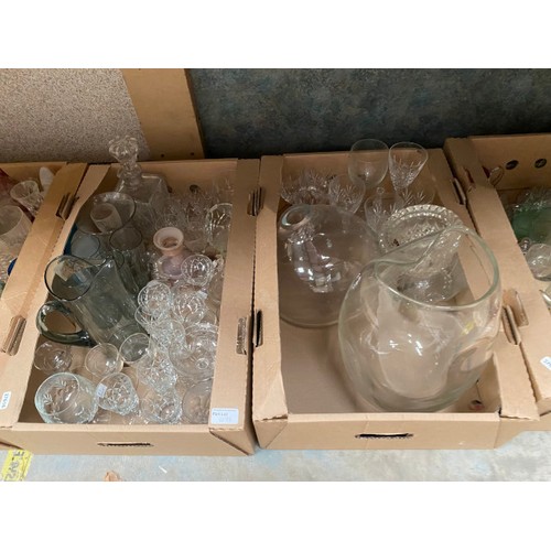 498 - 10 mixed boxes of glassware inc. Vic./Edw., crystal, pitchers, ceiling shades, bonbon dish, decanter... 