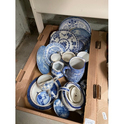 448 - 8 boxes of ceramics inc. Denby, Spode, Royal Albert, Adams, Noritake, Portmeirion etc. (some pieces ... 