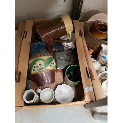 448 - 8 boxes of ceramics inc. Denby, Spode, Royal Albert, Adams, Noritake, Portmeirion etc. (some pieces ... 