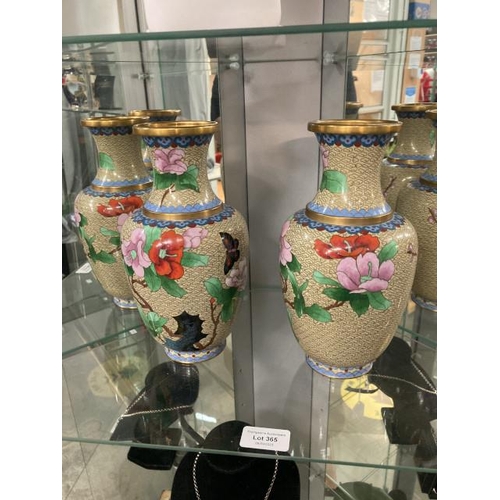 365 - Pair of cloisonne vases (23h cm)