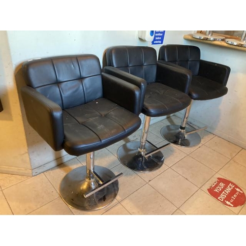 506 - 3 faux leather and chrome bar stools