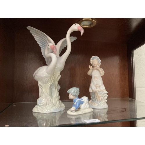 394 - Porceval flamingos & figurine & Casades figurine