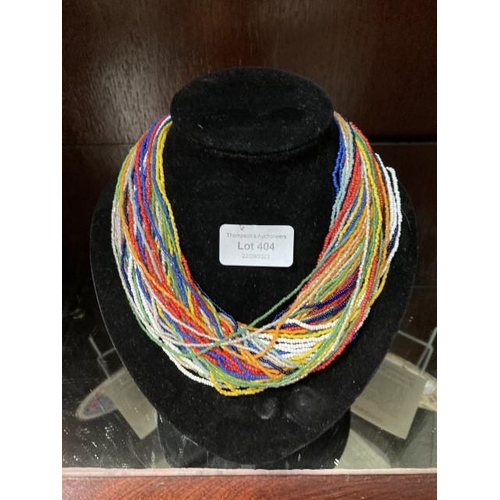 404 - Antique African tribal multi strand bead necklace