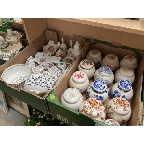 413 - 13 ginger jars & a box of Hammersley china