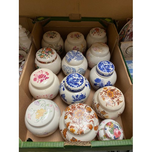 413 - 13 ginger jars & a box of Hammersley china