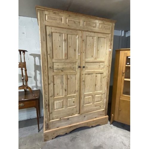 78 - Hand crafted pine 2 door wardrobe with hanging to the interior 216H 141W 70D(we are unable to delive... 