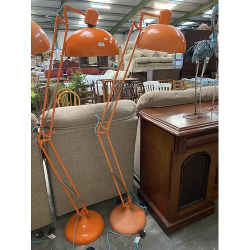 11 - 2 orange floor standing angle poise lamps 180H