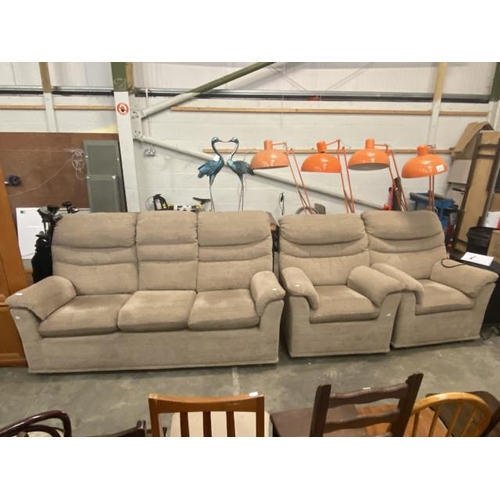 32 - G Plan 3 piece suite (settee 195W & 2 armchairs 90W)