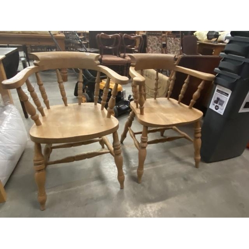 44 - Pair of pine captain's chairs 61W