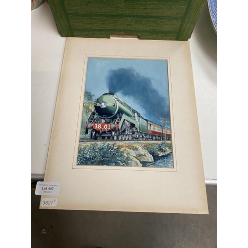 447 - Unframed watercolour of 'The Inner City Express' (Sydney-Newcastle) NSW Railways