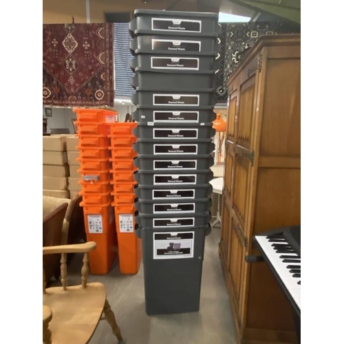 45 - 14 grey plastic storage crates 76H 60W 29D