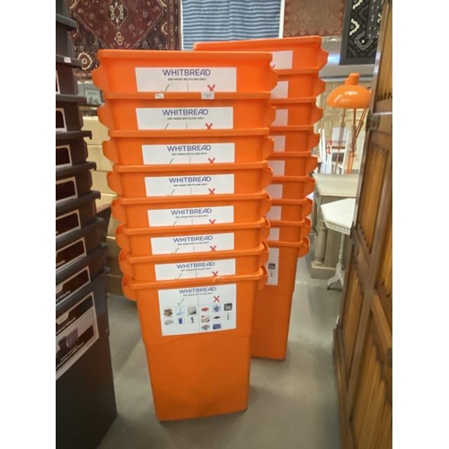 46 - 17 orange plastic storage crates 76H 60W 29D