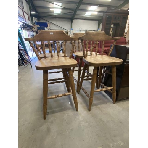 62 - 4 pine bar stools 64W