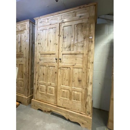 76 - Hand crafted pine 2 door wardrobe with hanging to the interior 216H 141W 70D(we are unable to delive... 