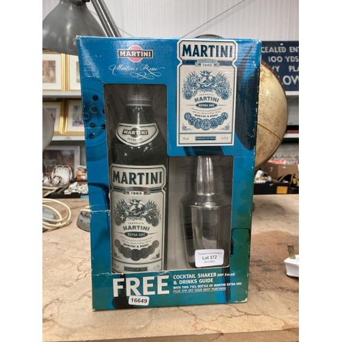 372 - Boxed Martini drinks set containing 75cl extra dry Martini