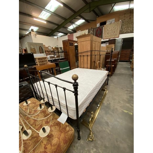 112 - Victorian style double bed frame with side rails and lats and a Simply Bensons 