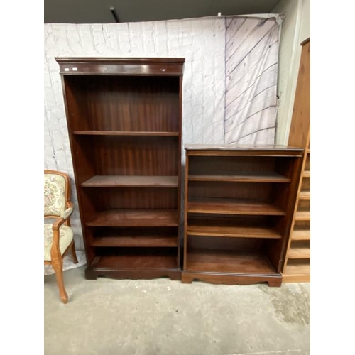 119 - 2 mahogany bookcases 166H 80W 32D & 112H 80W 34D