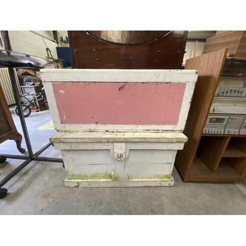 139 - 2 vintage painted blanket boxes 36H 81W 39D & 40H 80W 52D