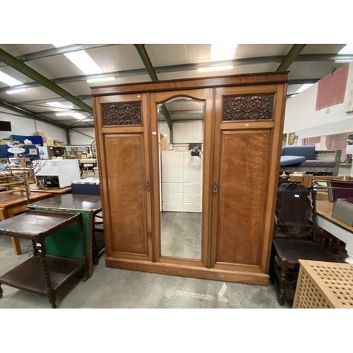 149 - E Shaw & Son Cabinet Makers, Bradford triple wardrobe with fitted interior 205H 184W 56D