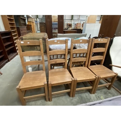 153 - 4 beech ladder back chairs