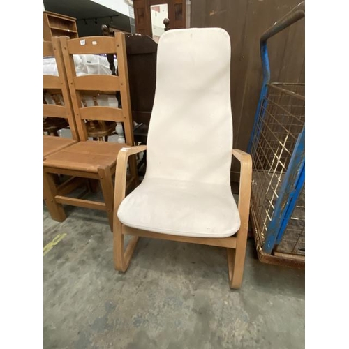 155 - Beech framed lounge chair 58W