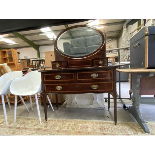 166 - Victorian mahogany inlaid dressing table 158H 112W 60D