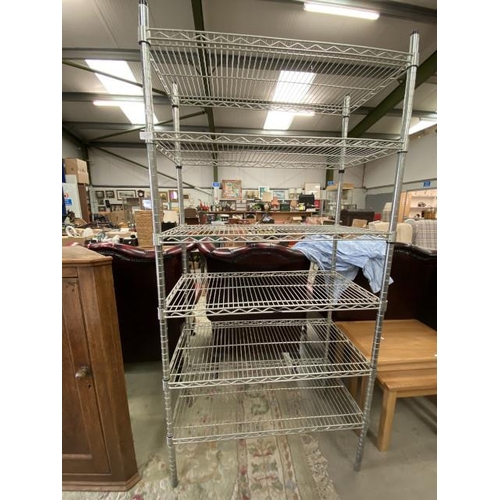 177 - Metal 6 tier workshop shelving unit 184H 90W 46D